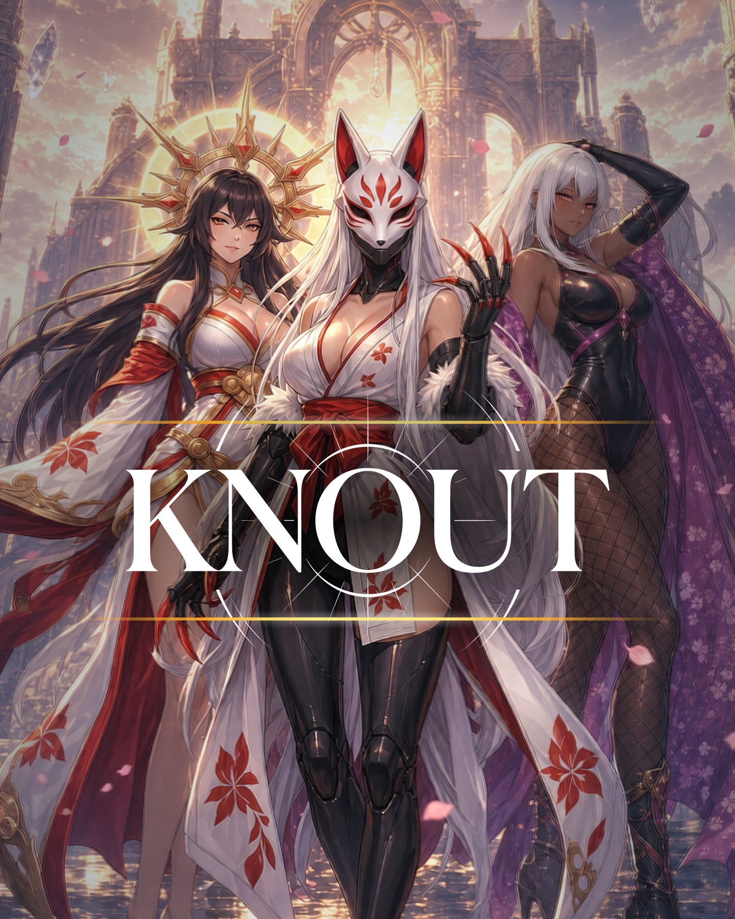 Knout characters before a luminous fantasy city, with the Knout title mark